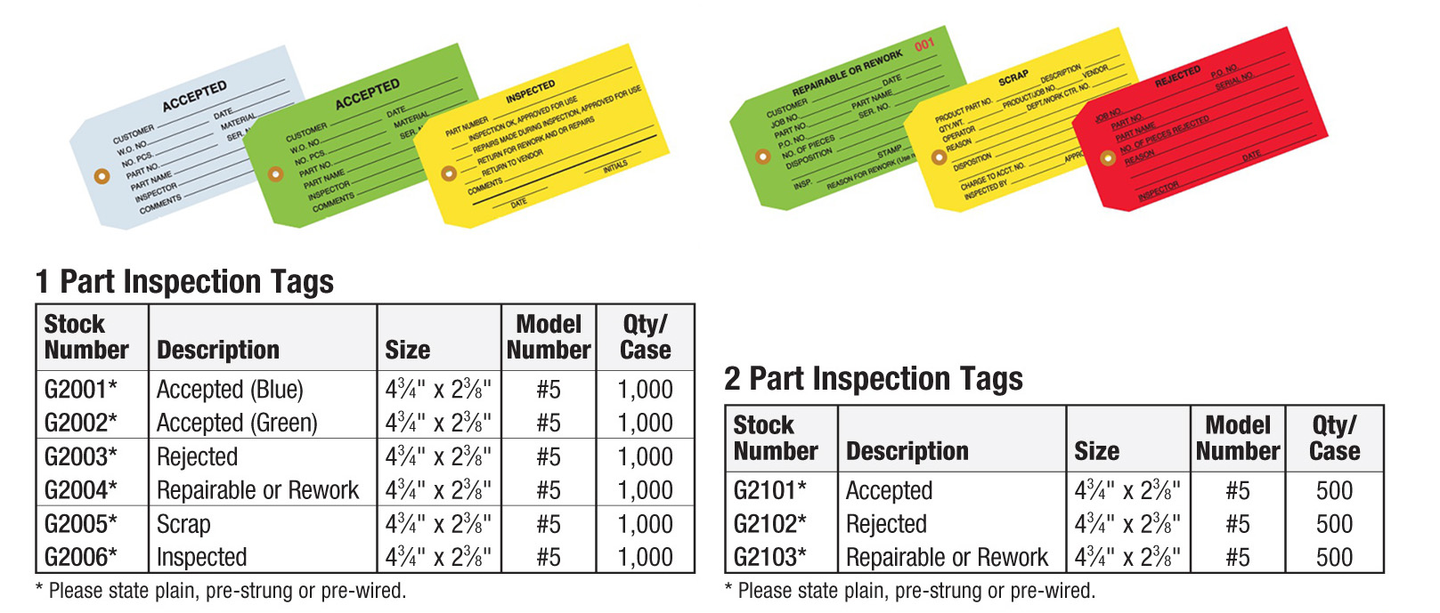 Inspection Tags